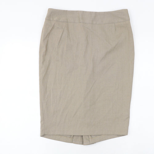 Sticky Fingers Womens Beige Polyester Straight & Pencil Skirt Size 12 Zip - Pleated Detail