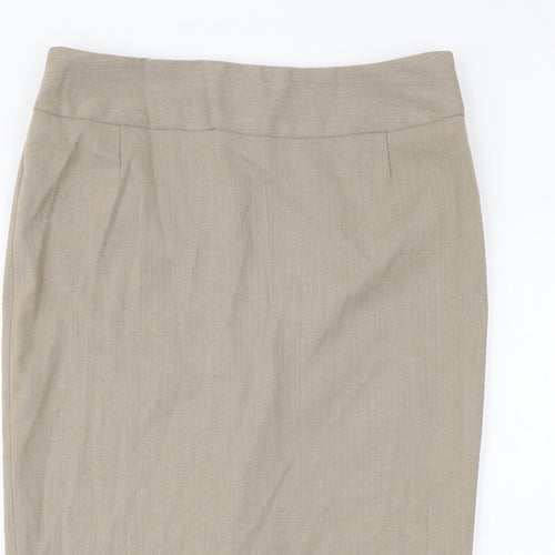 Sticky Fingers Womens Beige Polyester Straight & Pencil Skirt Size 12 Zip - Pleated Detail