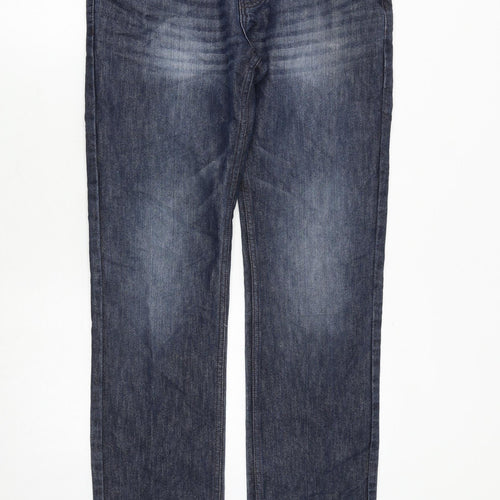 Smith & Jones Mens Blue Cotton Straight Jeans Size 32 in L34 in Regular Zip