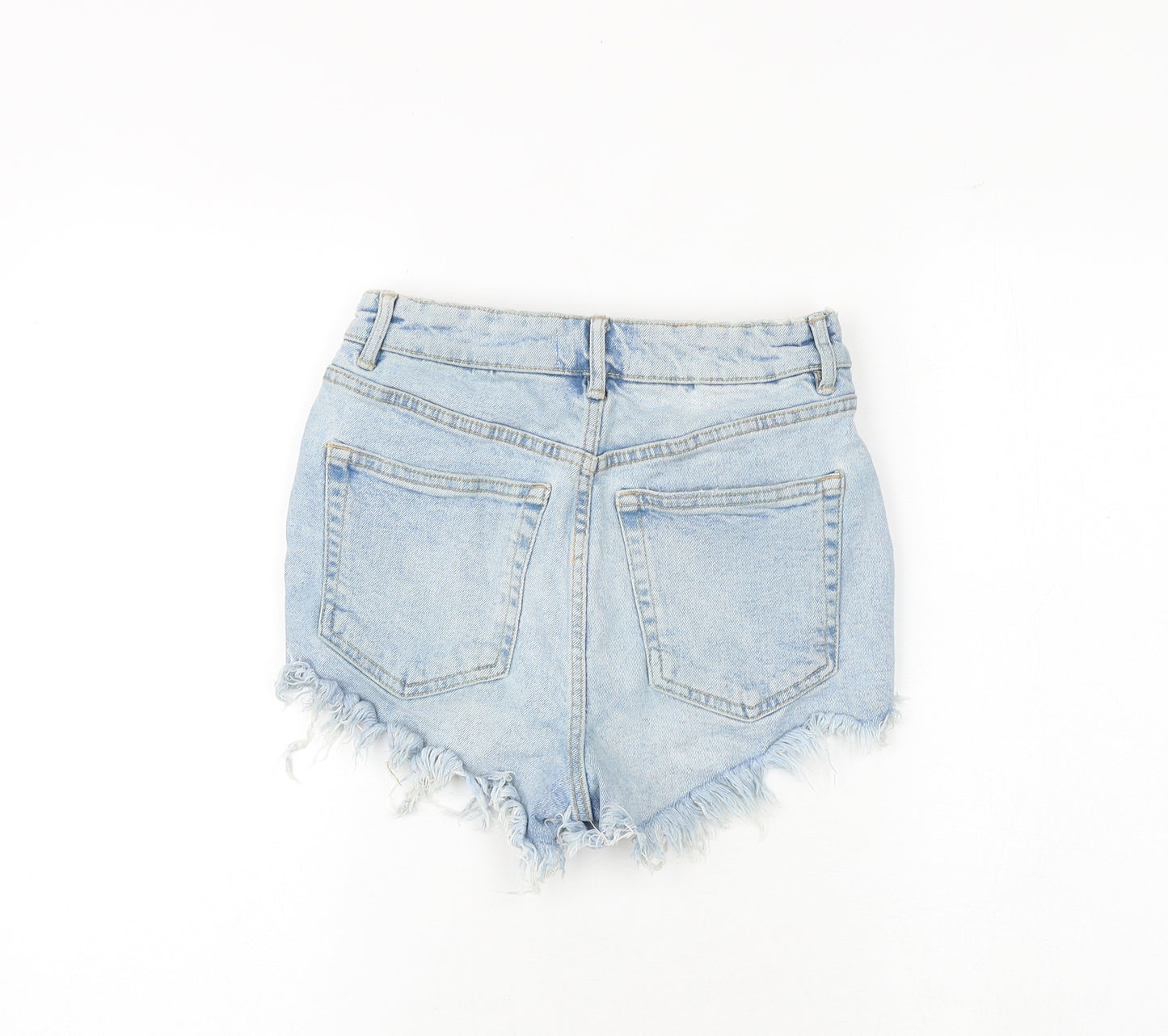 Zara Womens Blue Cotton Cut-Off Shorts Size 6 Regular Zip