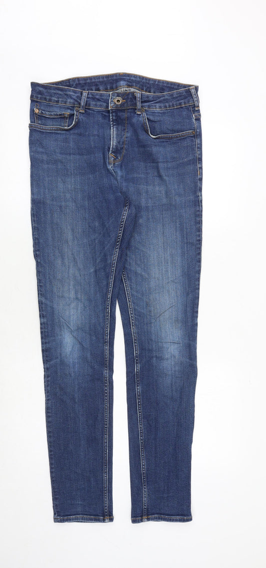 Jack Wills Mens Blue Cotton Skinny Jeans Size 32 in L32 in Regular Zip