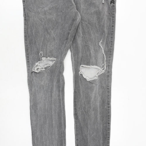 absent Mens Grey Herringbone Cotton Skinny Jeans Size 34 in Regular Zip