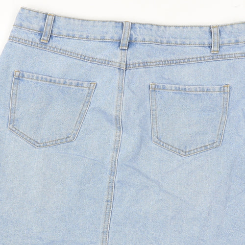 Dorothy Perkins Womens Blue Cotton Mini Skirt Size 12 Zip - Distressed