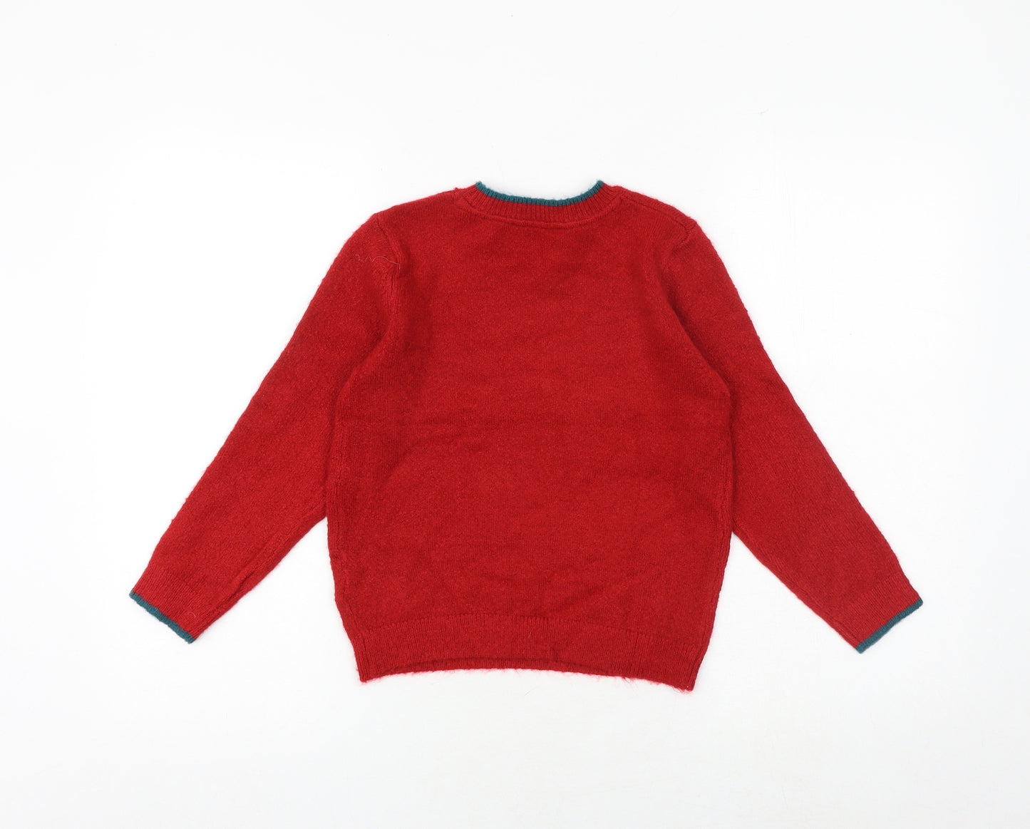 Marks and Spencer Boys Red Round Neck Acrylic Pullover Jumper Size 6-7 Years Pullover - Christmas