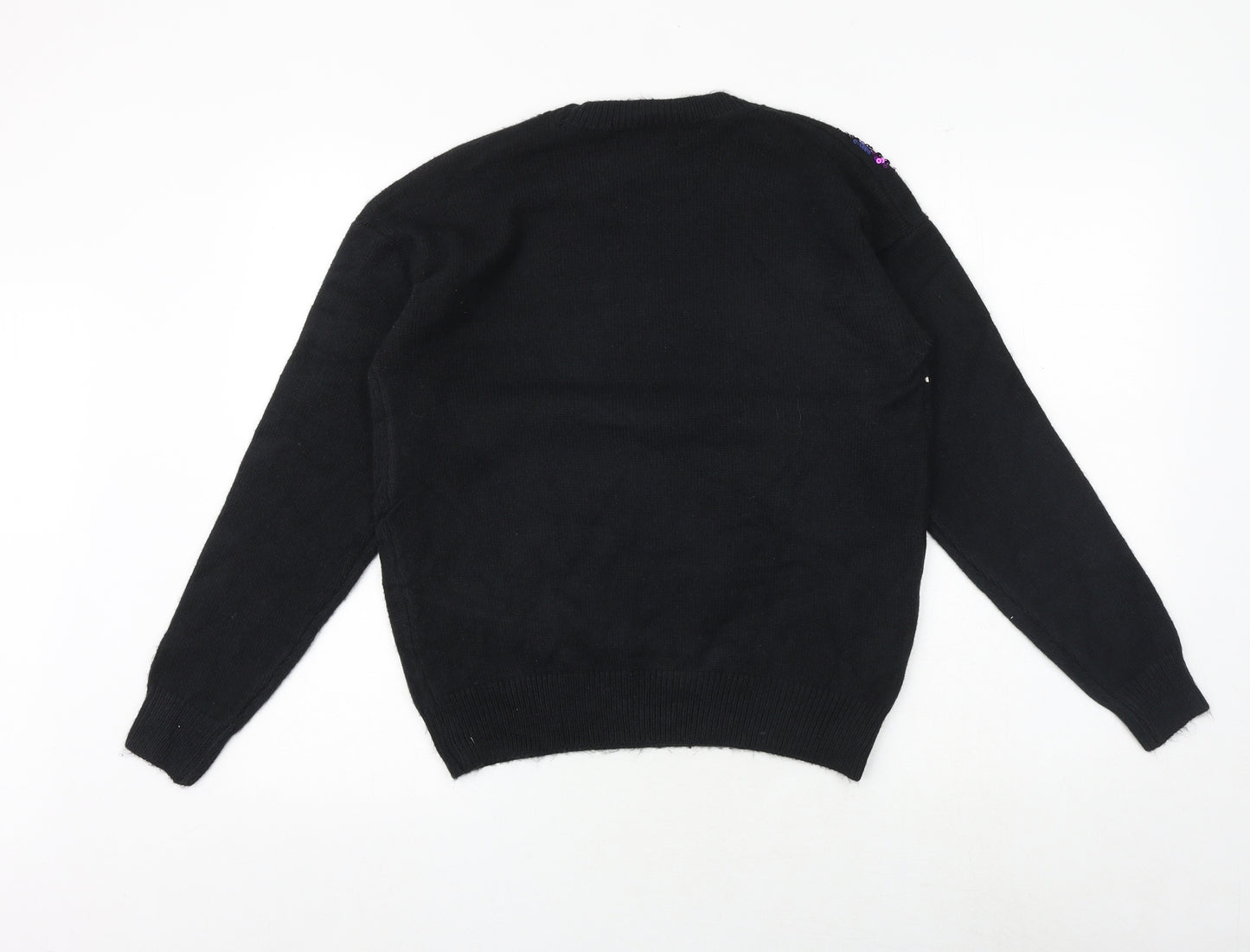 Marks and Spencer Womens Black Round Neck Polyester Pullover Jumper Size S
