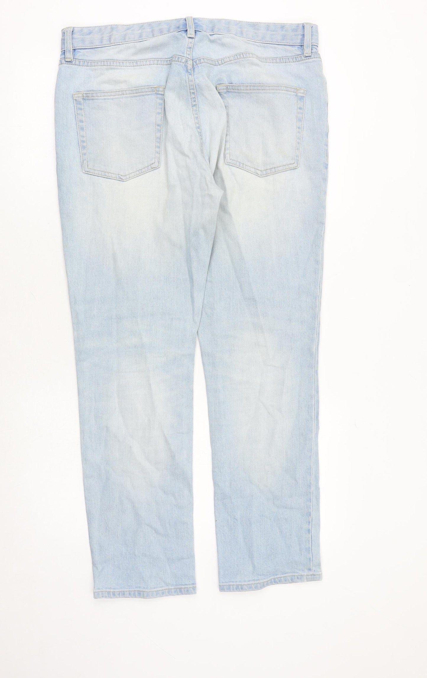Topman Mens Blue Cotton Straight Jeans Size 34 in L30 in Regular Button