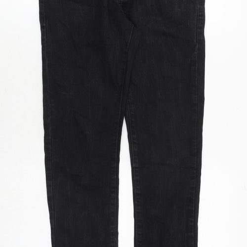 Topman Mens Black Cotton Straight Jeans Size 30 in L30 in Slim Zip