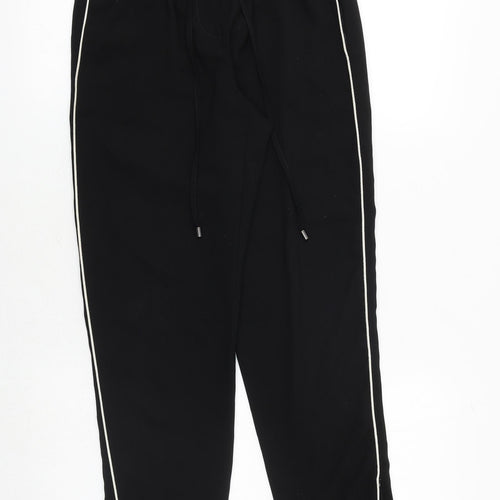 Topshop Womens Black Polyester Trousers Size 6 Regular Tie
