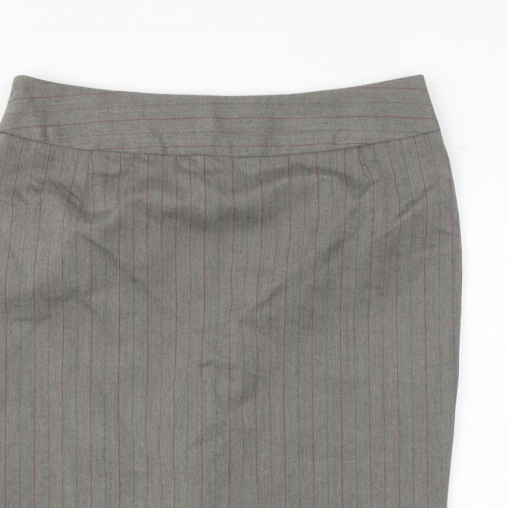 Sticky Fingers Womens Grey Striped Polyester Straight & Pencil Skirt Size 12 Zip
