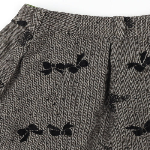 NEXT Womens Brown Geometric Polyester Flare Skirt Size 28 in Zip - Bow Pattern