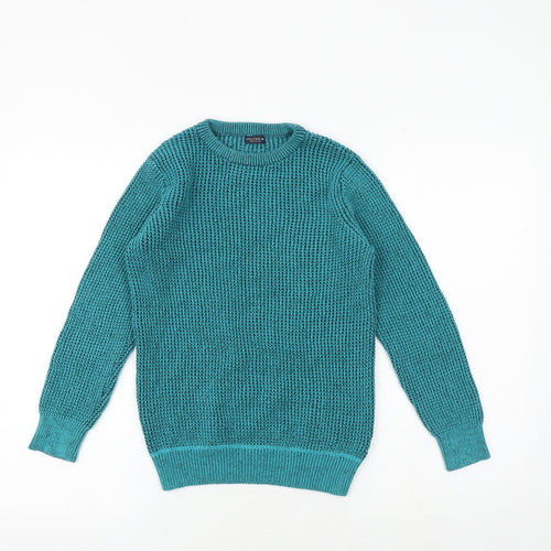 NEXT Boys Green Round Neck 100% Cotton Pullover Jumper Size 9 Years Pullover