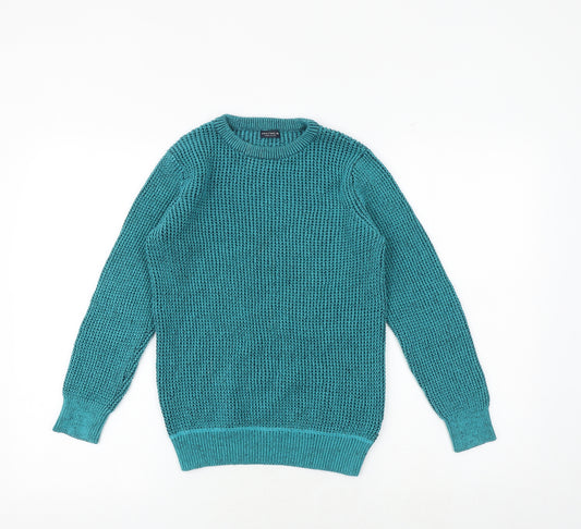 NEXT Boys Green Round Neck 100% Cotton Pullover Jumper Size 9 Years Pullover
