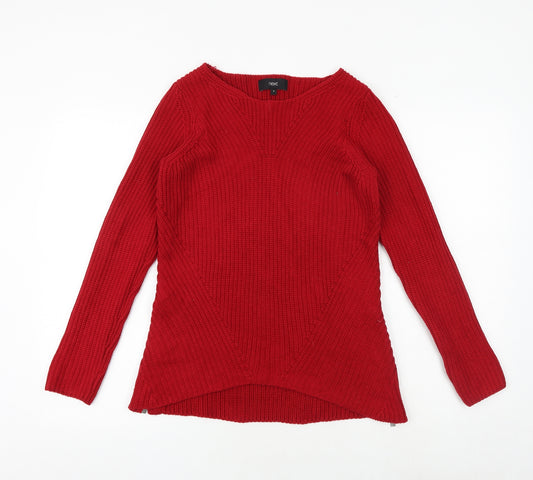 NEXT Womens Red Boat Neck Cotton Pullover Jumper Size 8