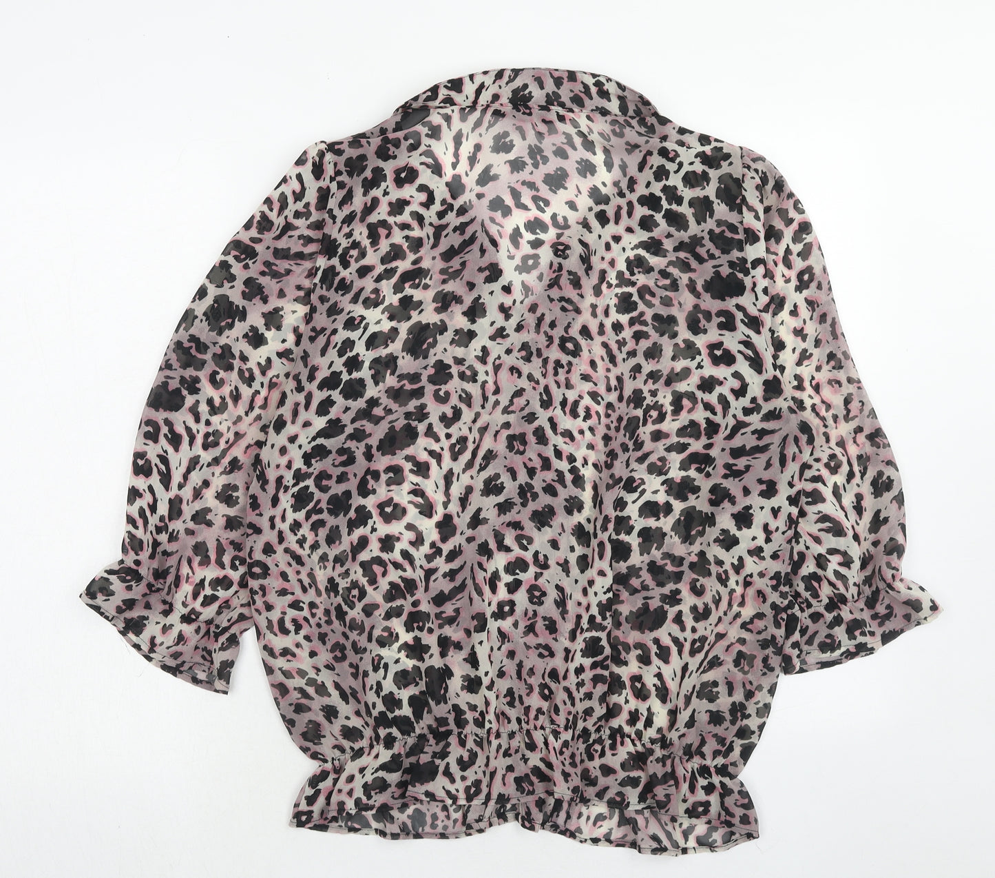NEXT Womens Pink Animal Print Polyester Basic Blouse Size 16 Collared - Leopard Print
