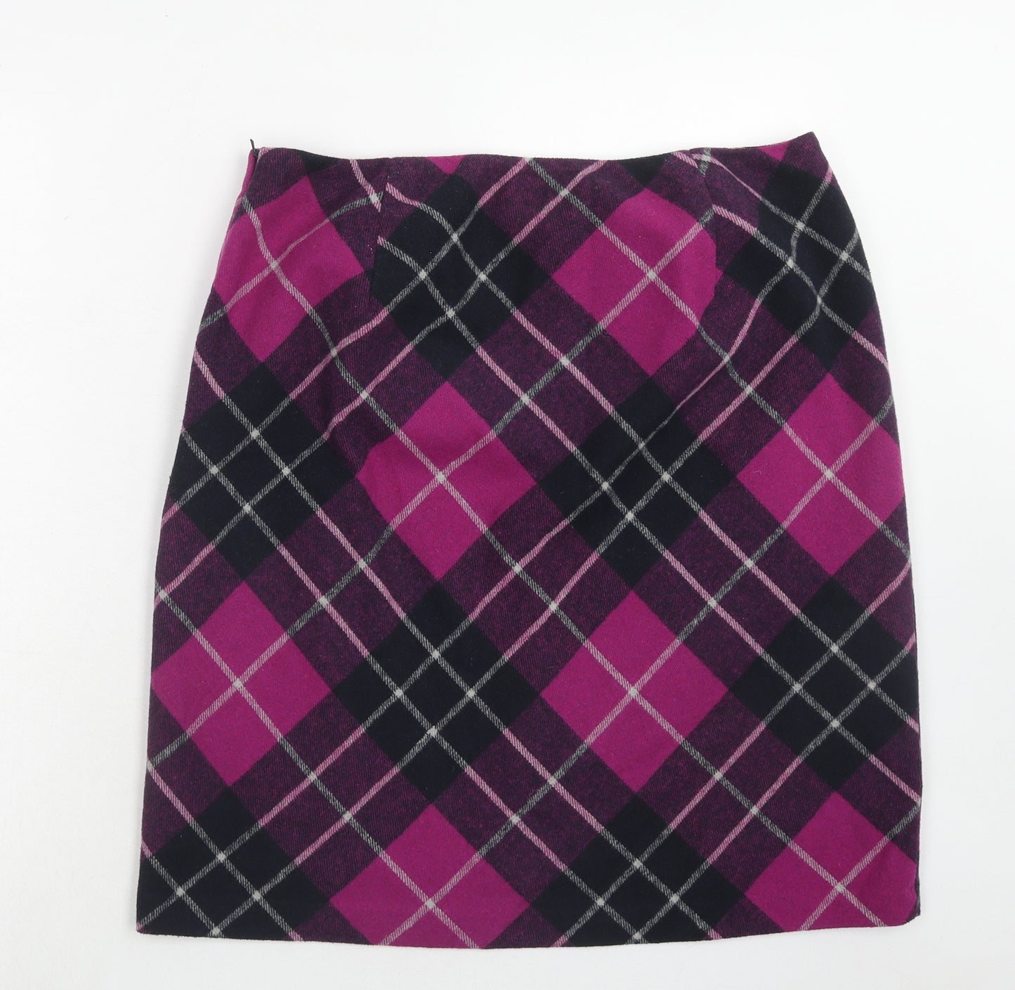 EWM Womens Purple Plaid Polyester Mini Skirt Size 16 Zip