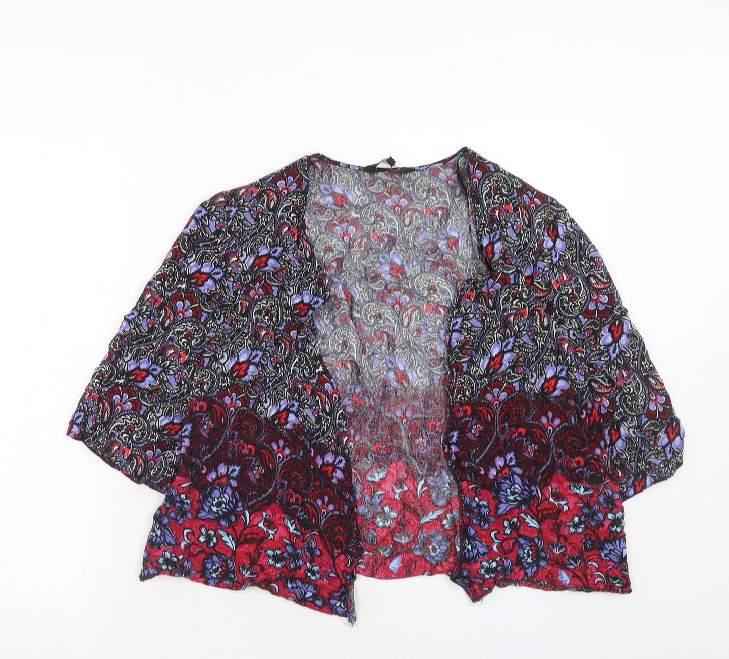 New Look Womens Multicoloured Paisley Viscose Kimono Blouse Size 12 V-Neck