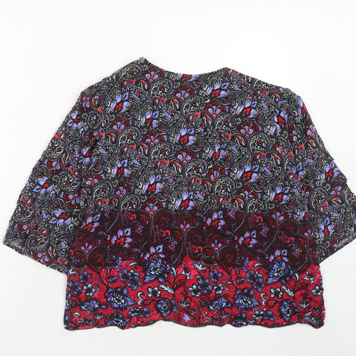 New Look Womens Multicoloured Paisley Viscose Kimono Blouse Size 12 V-Neck