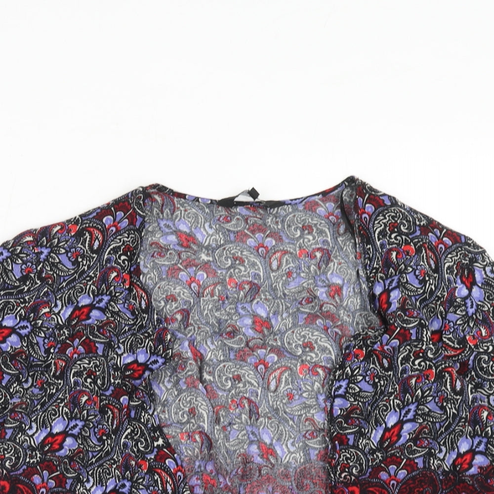 New Look Womens Multicoloured Paisley Viscose Kimono Blouse Size 12 V-Neck