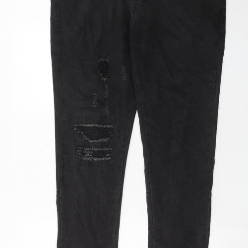Boohoo Mens Black Cotton Skinny Jeans Size 36 in Regular Button