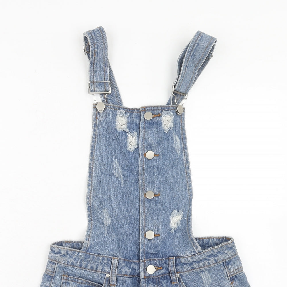 Select Womens Blue Cotton Dungaree One-Piece Size 10 Button - Distressed