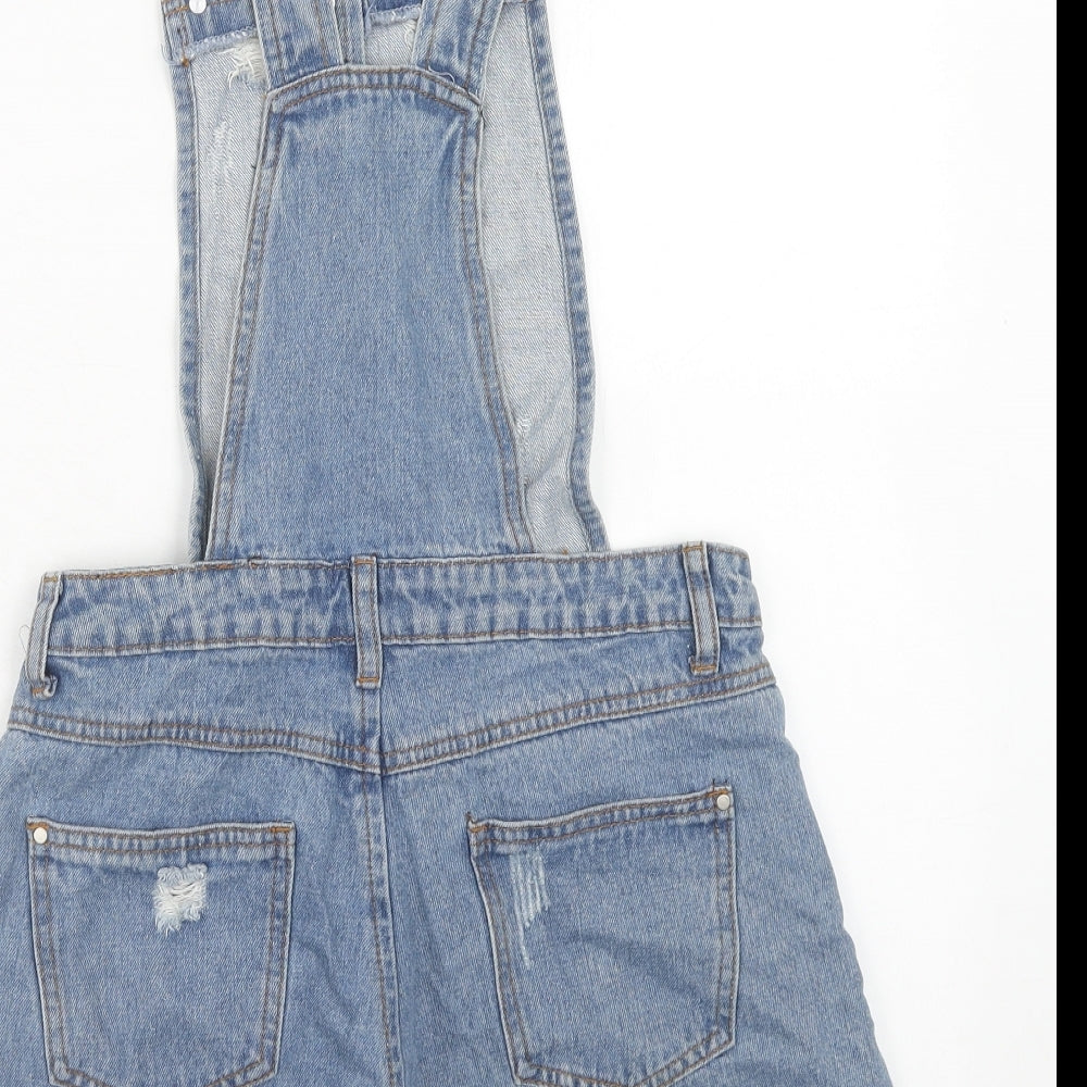 Select Womens Blue Cotton Dungaree One-Piece Size 10 Button - Distressed