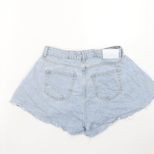 Missguided Womens Blue Cotton Cut-Off Shorts Size 10 Regular Zip