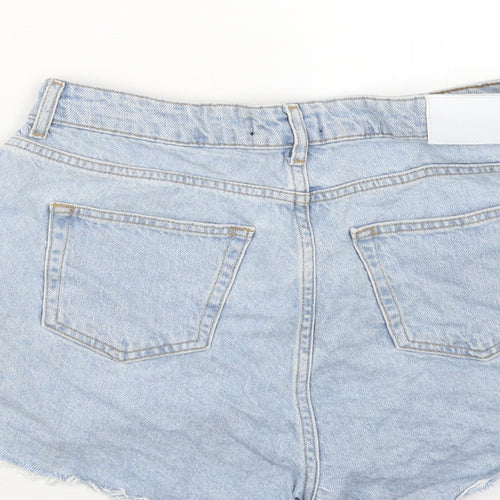 Missguided Womens Blue Cotton Cut-Off Shorts Size 10 Regular Zip