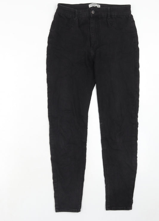 Pull&Bear Womens Black Cotton Skinny Jeans Size 14 Regular Zip