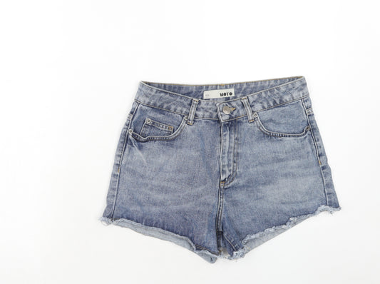 Topshop Womens Blue Cotton Cut-Off Shorts Size 28 in Regular Zip