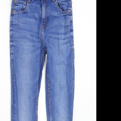 NEXT Girls Blue Cotton Skinny Jeans Size 8 Years Regular Zip