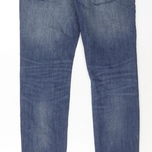 JACK & JONES Mens Blue Cotton Skinny Jeans Size 28 in L30 in Regular Zip