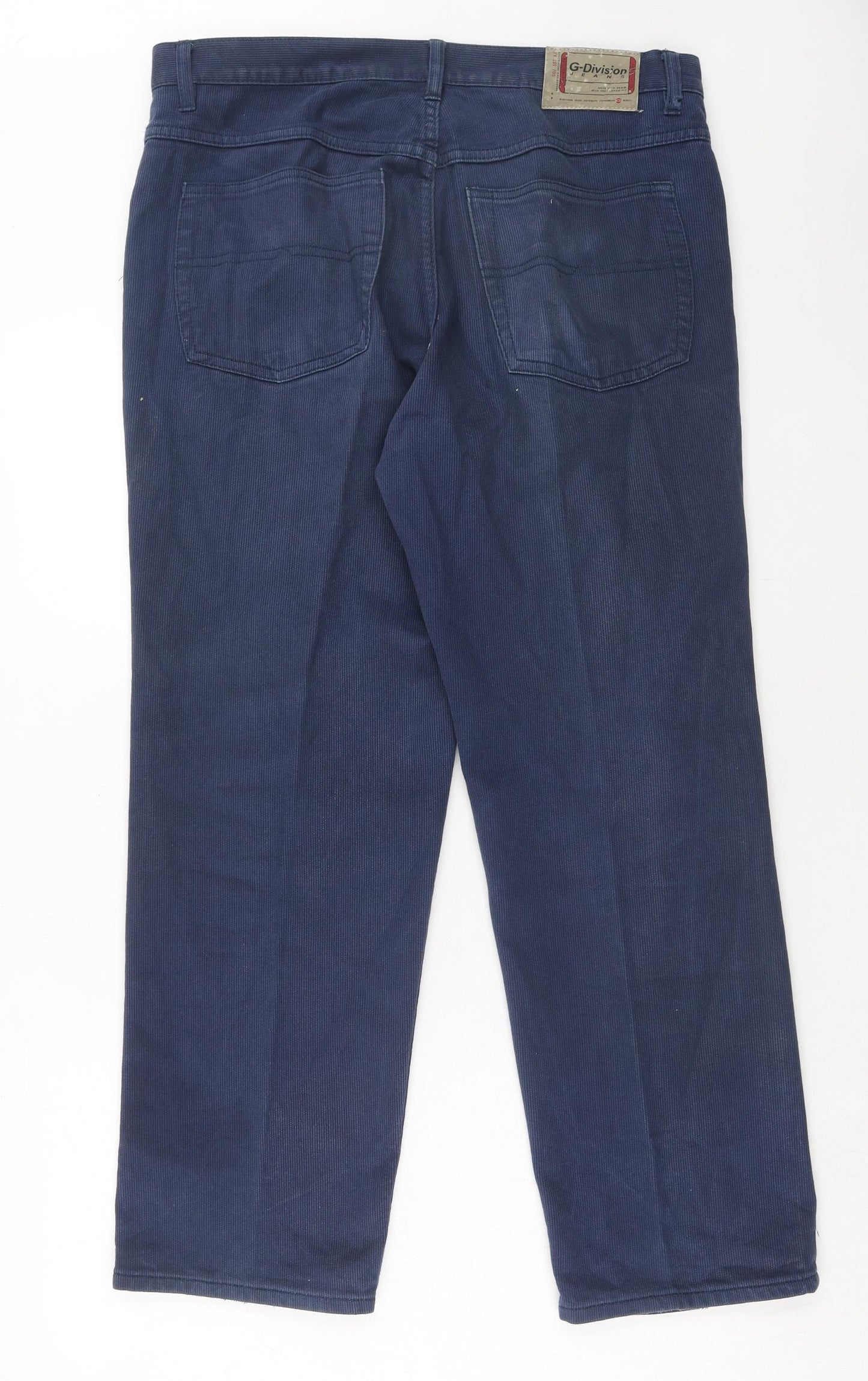 G-Division Mens Blue Cotton Trousers Size 36 in L29 in Regular Zip