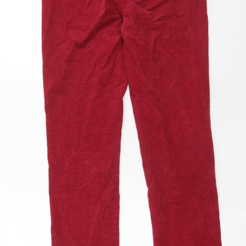 Marks and Spencer Womens Red Cotton Trousers Size 10 Regular Zip