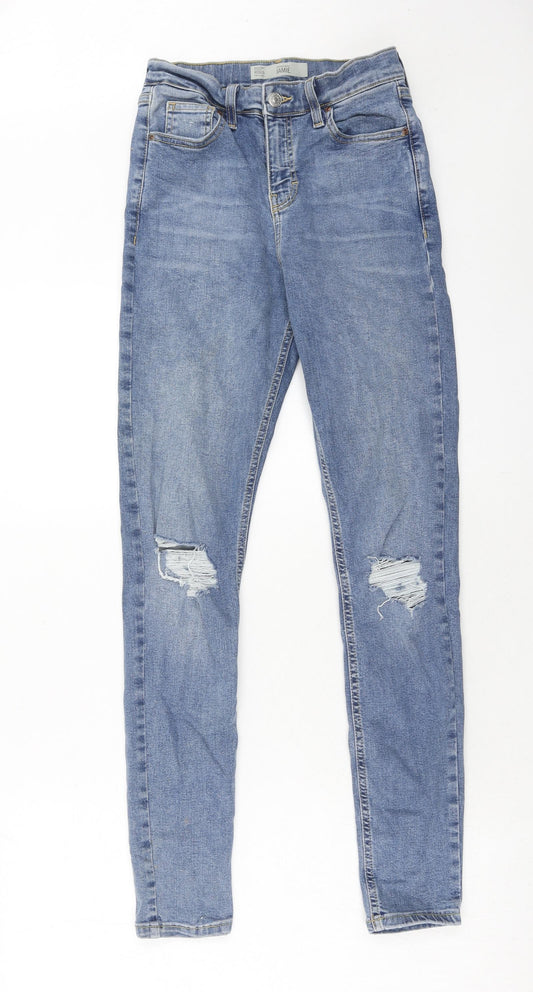 Topshop Womens Blue Cotton Skinny Jeans Size 26 in L34 in Regular Zip