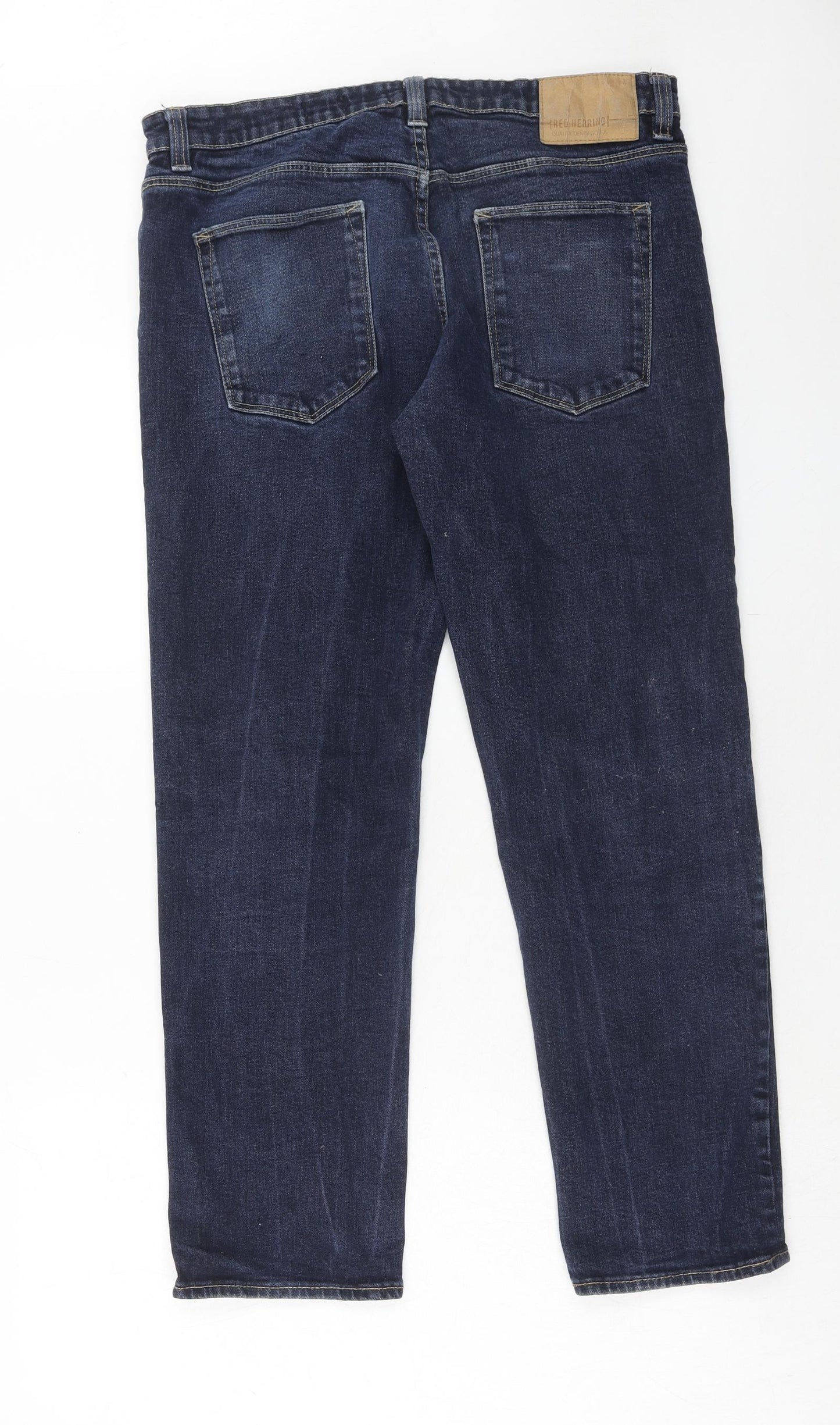 Red Herring Mens Blue Cotton Straight Jeans Size 36 in Regular Zip