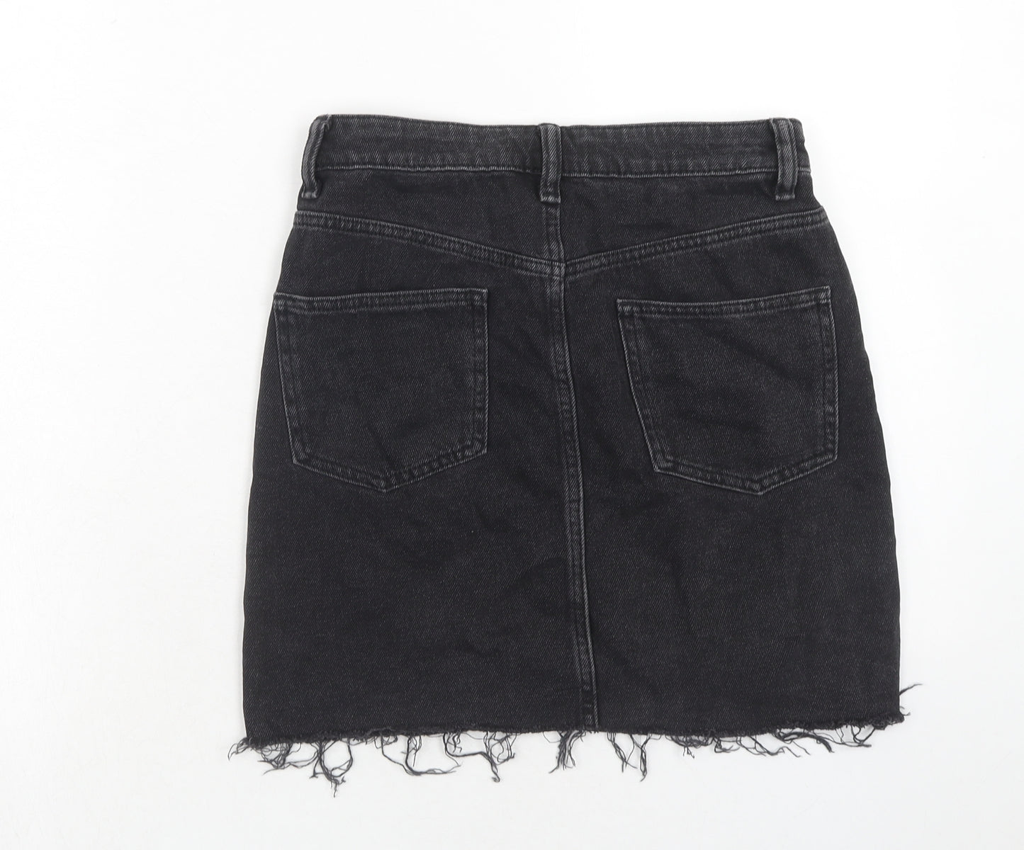 AsYou Womens Black Cotton A-Line Skirt Size 8 Zip