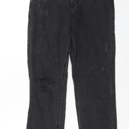 River Island Womens Black Cotton Straight Jeans Size 8 Regular Zip