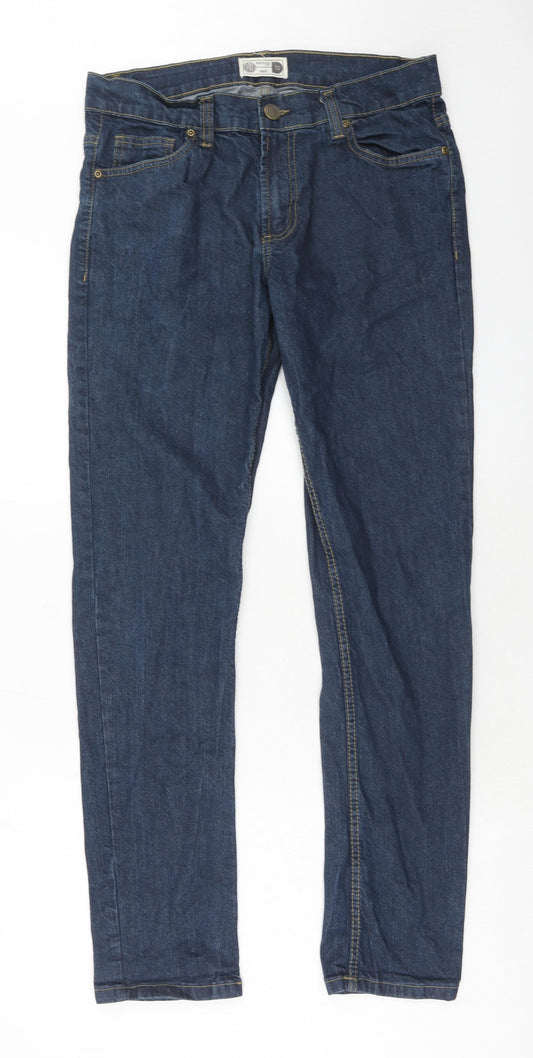 REDTAG Mens Blue Cotton Skinny Jeans Size 32 in Regular Zip