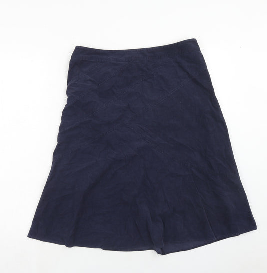 EAST Womens Blue Cotton A-Line Skirt Size 12 Zip