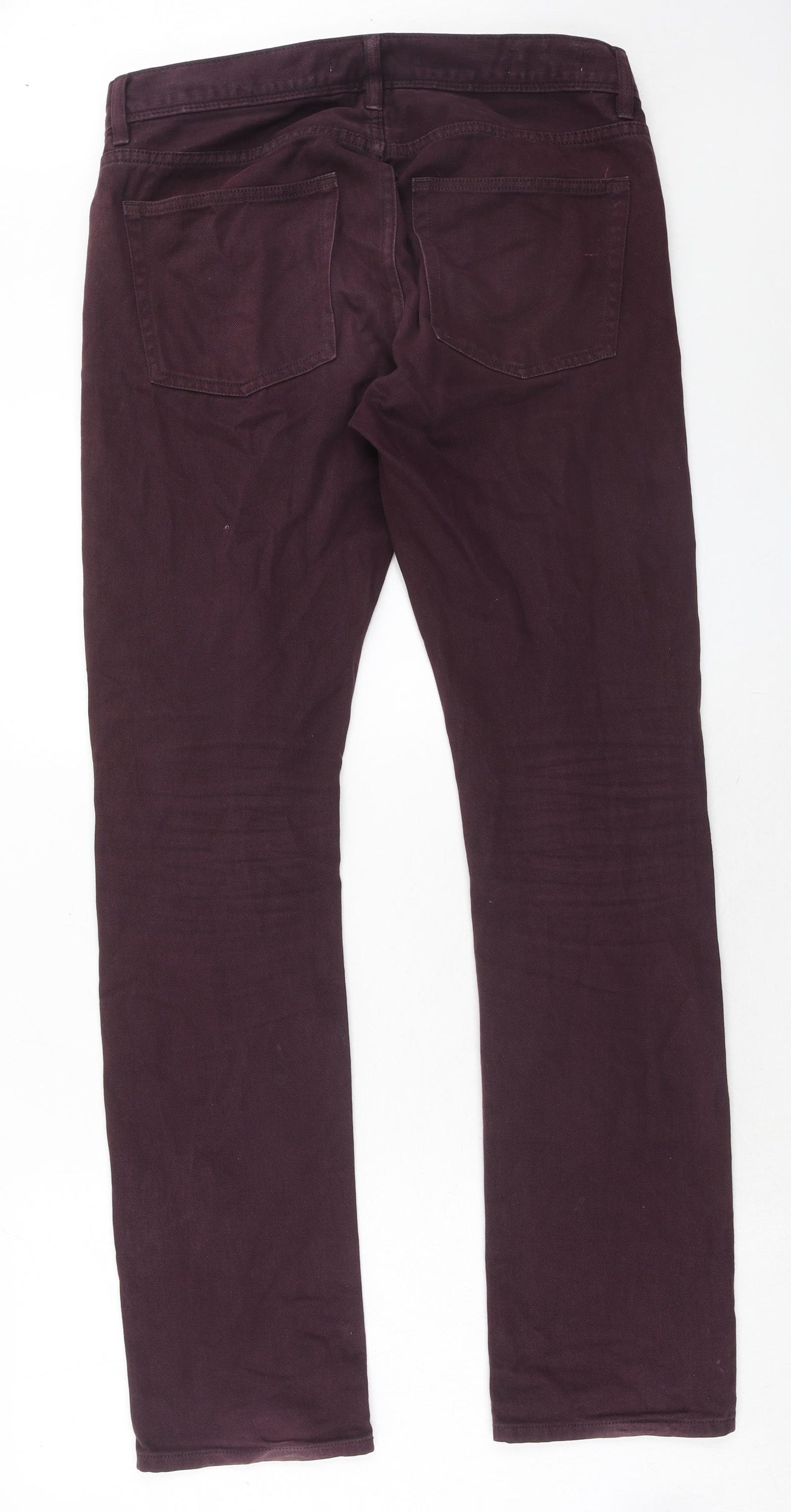 Reiss Mens Purple Cotton Straight Jeans Size 32 in Regular Zip