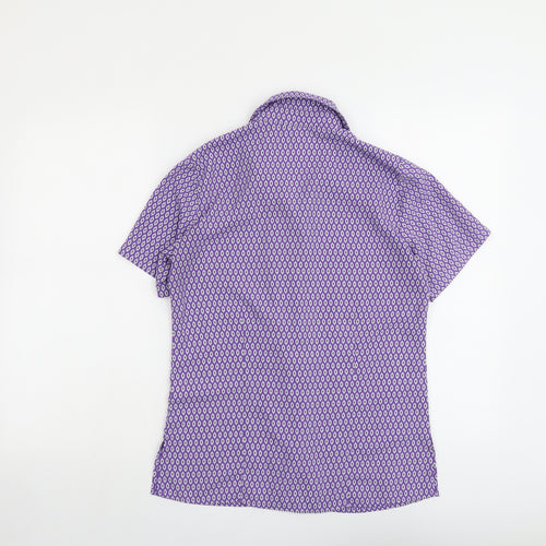 Vortex Womens Purple Geometric Polyester Basic Button-Up Size 6 Collared