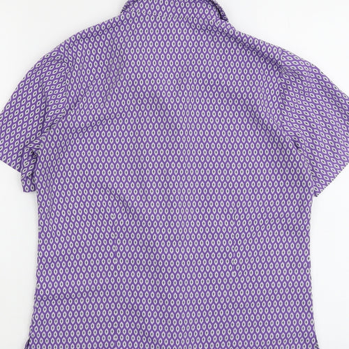 Vortex Womens Purple Geometric Polyester Basic Button-Up Size 6 Collared