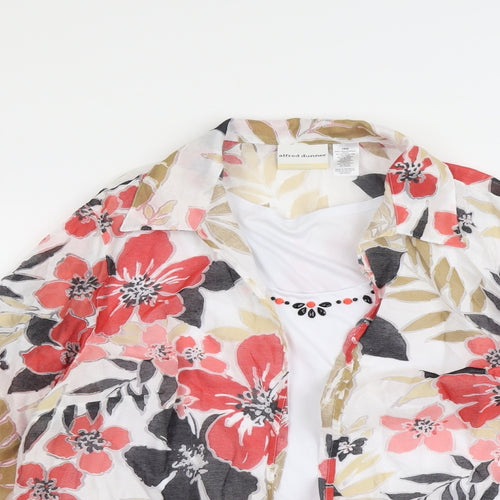 Alfred Dunner Womens Multicoloured Floral Viscose Basic Blouse Size 18 Collared - Layered Shirt