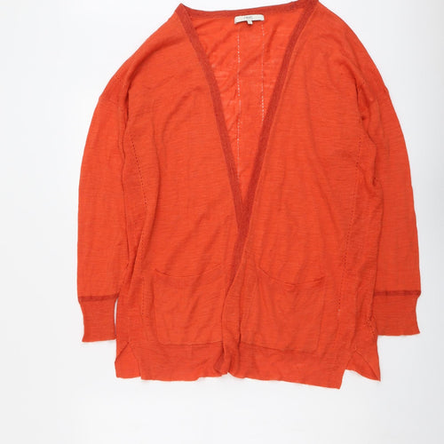 NEXT Womens Orange V-Neck Acrylic Cardigan Jumper Size 14