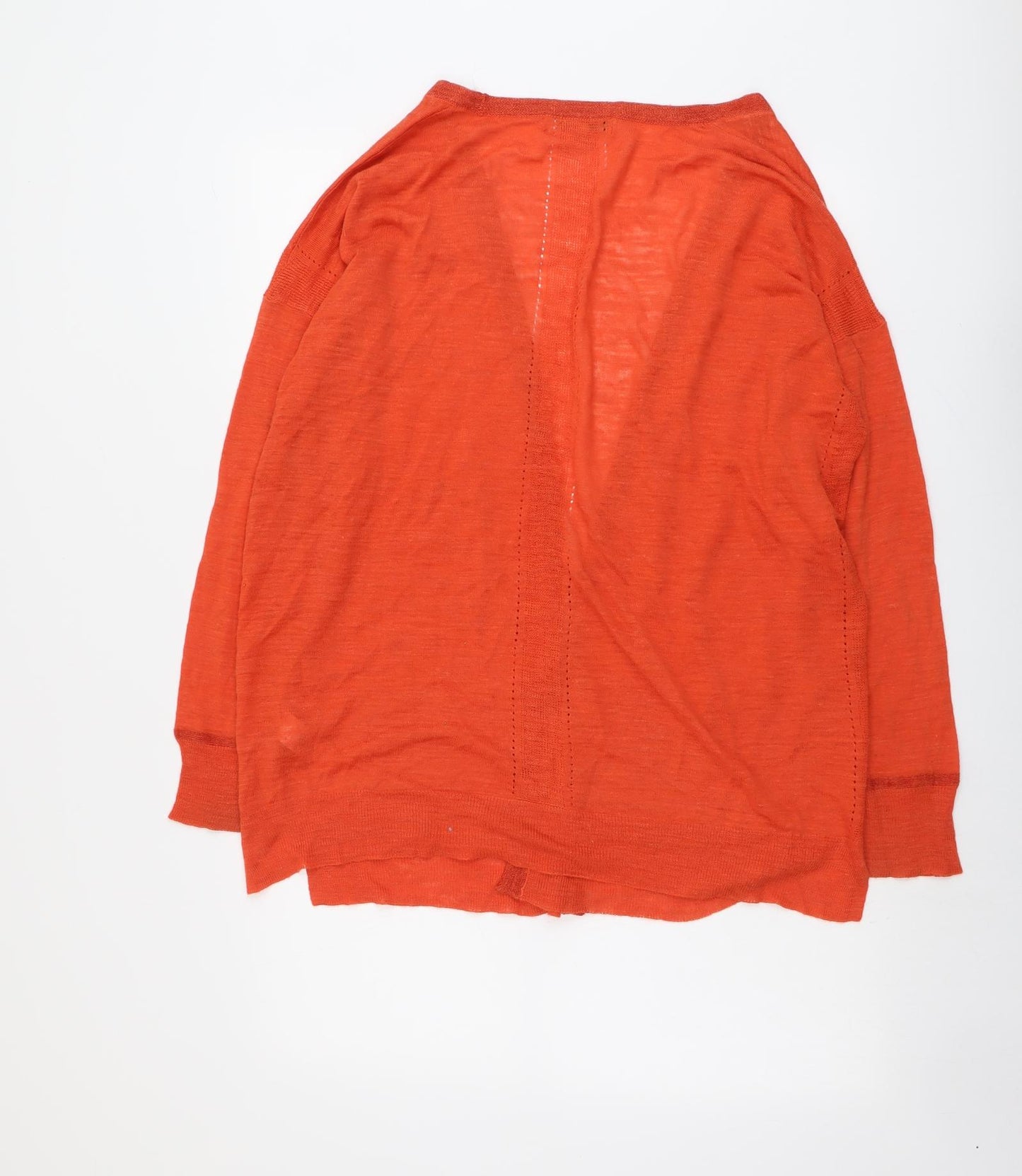 NEXT Womens Orange V-Neck Acrylic Cardigan Jumper Size 14