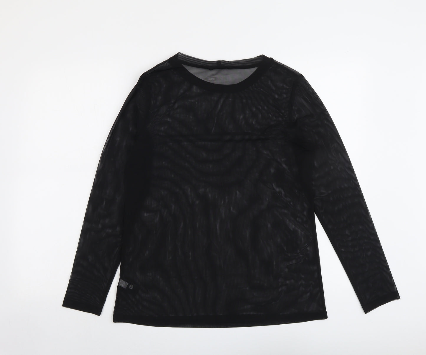 NEXT Womens Black Polyester Basic T-Shirt Size 14 Boat Neck