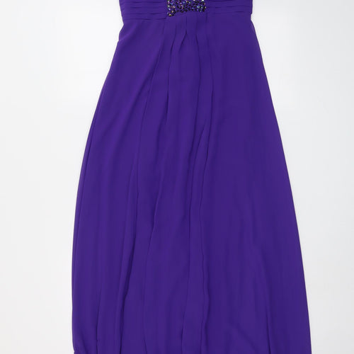 Debenhams Womens Purple Polyester Ball Gown Size 12 V-Neck Zip