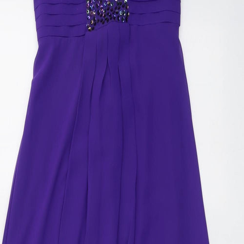 Debenhams Womens Purple Polyester Ball Gown Size 12 V-Neck Zip