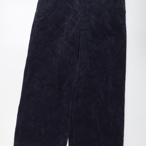 Per Una Womens Blue Cotton Trousers Size 12 L28 in Regular Button
