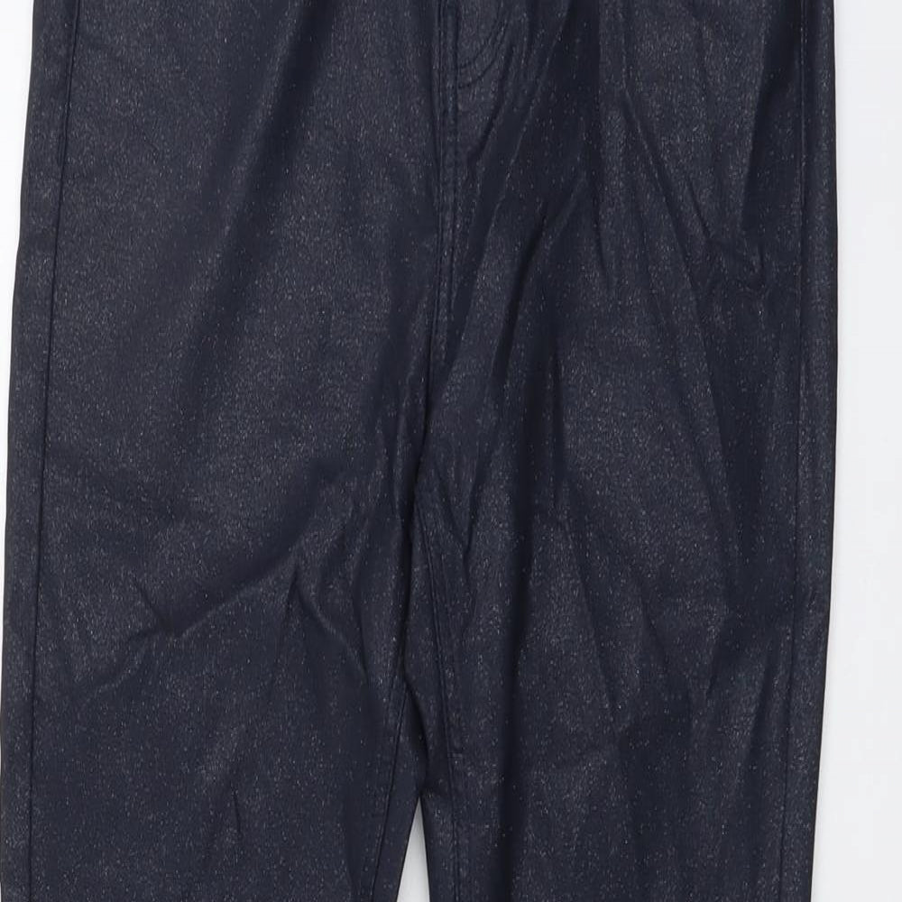 Marks and Spencer Womens Blue Polyester Trousers Size 12 L28 in Regular Button